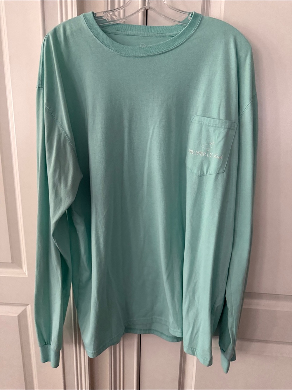 Properly Tucked Men’s Long Sleeve Pocket Tee - Seafoam